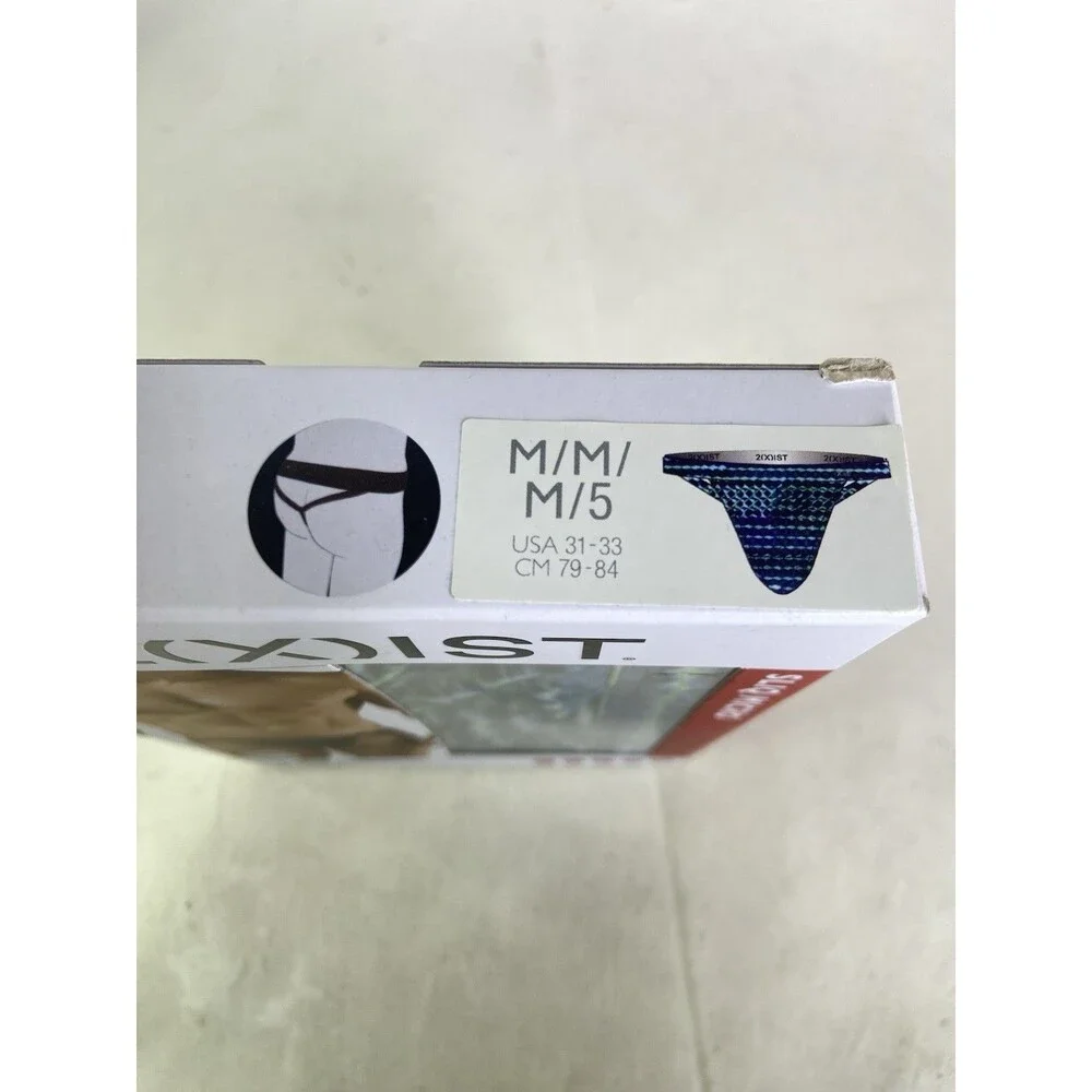 2xist Sliq Micro Y-Back Thong Underwear Geometric Print Mens Size M